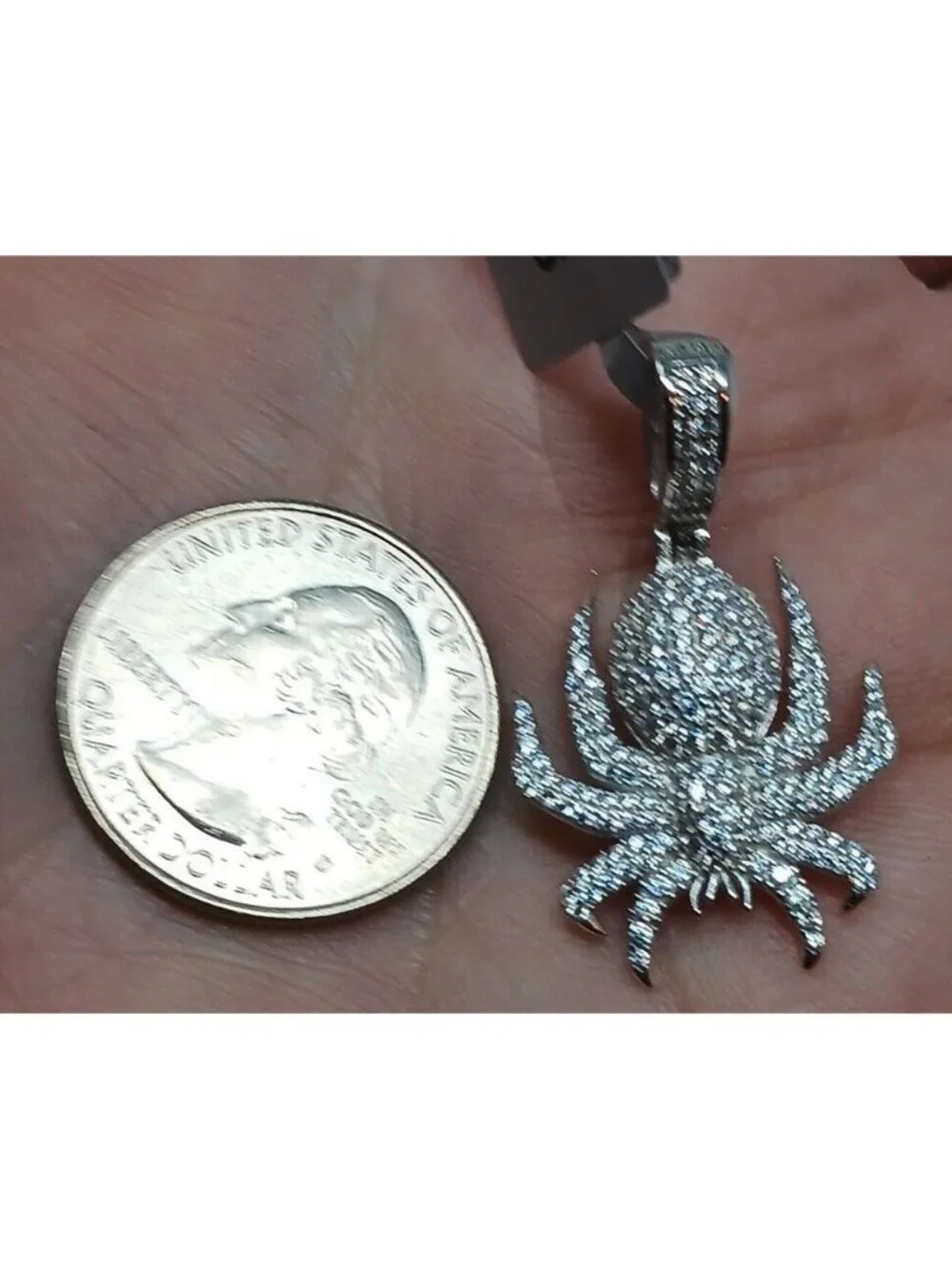 Spider Shaped Pendant Sparkling CZ Stones 925 Sterling Silver Unique Design #G8